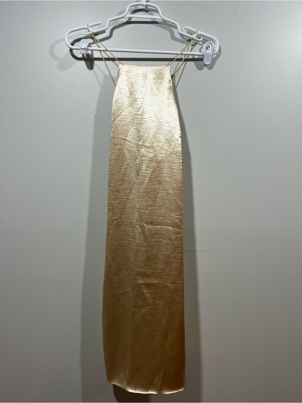 Tobi Gold Satin Style Cross Back Dress Size Medium